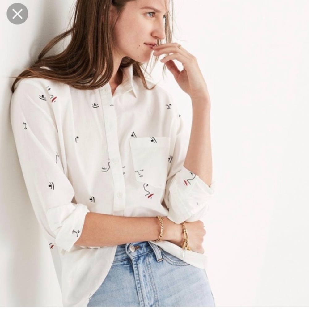 Madewell Face Embroidered Button Down